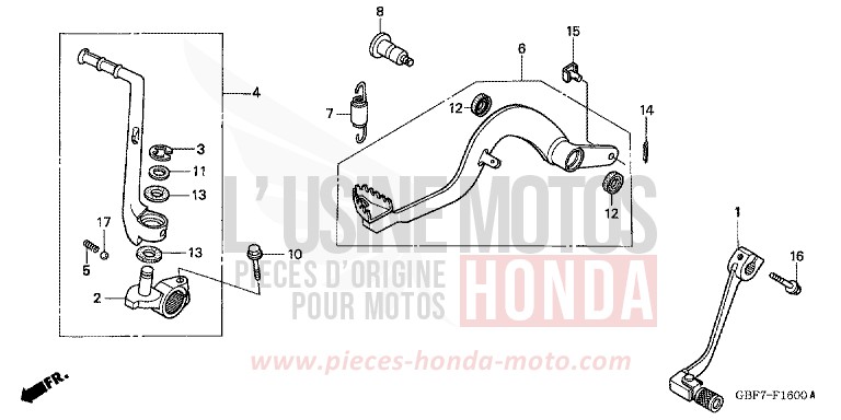 PEDAL von CR85R "Big Wheel" EXPLOSION RED (R254) von 2003